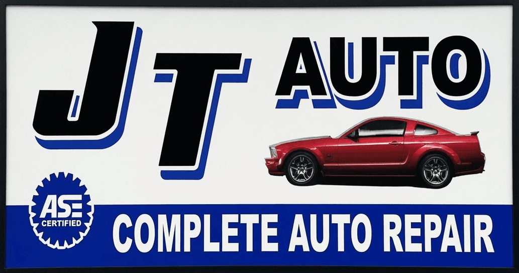 JT Auto shop sign — complete auto repair in Braintree, MA